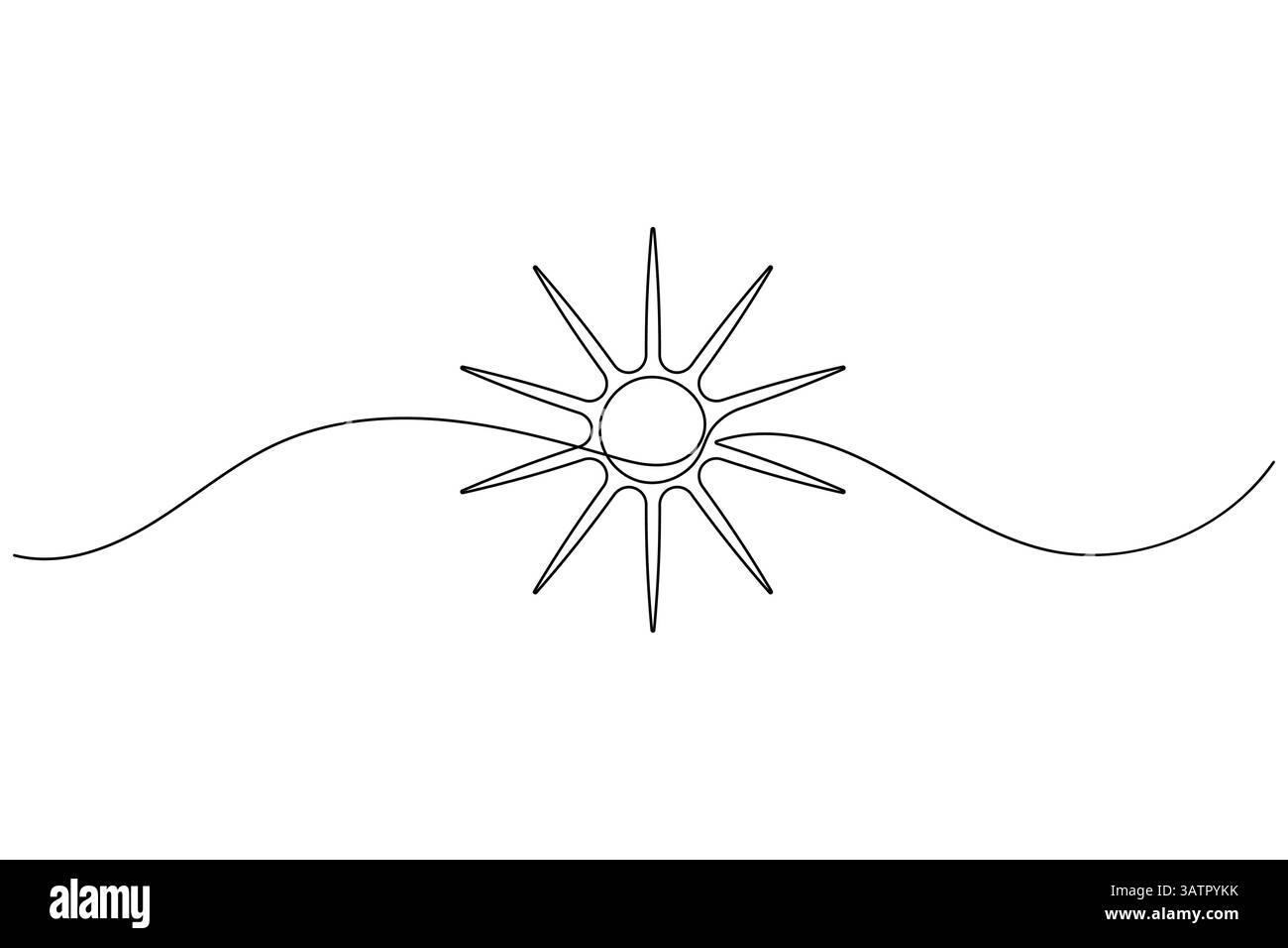 Sun continuous one line drawing and minimalist style isolate outline ...