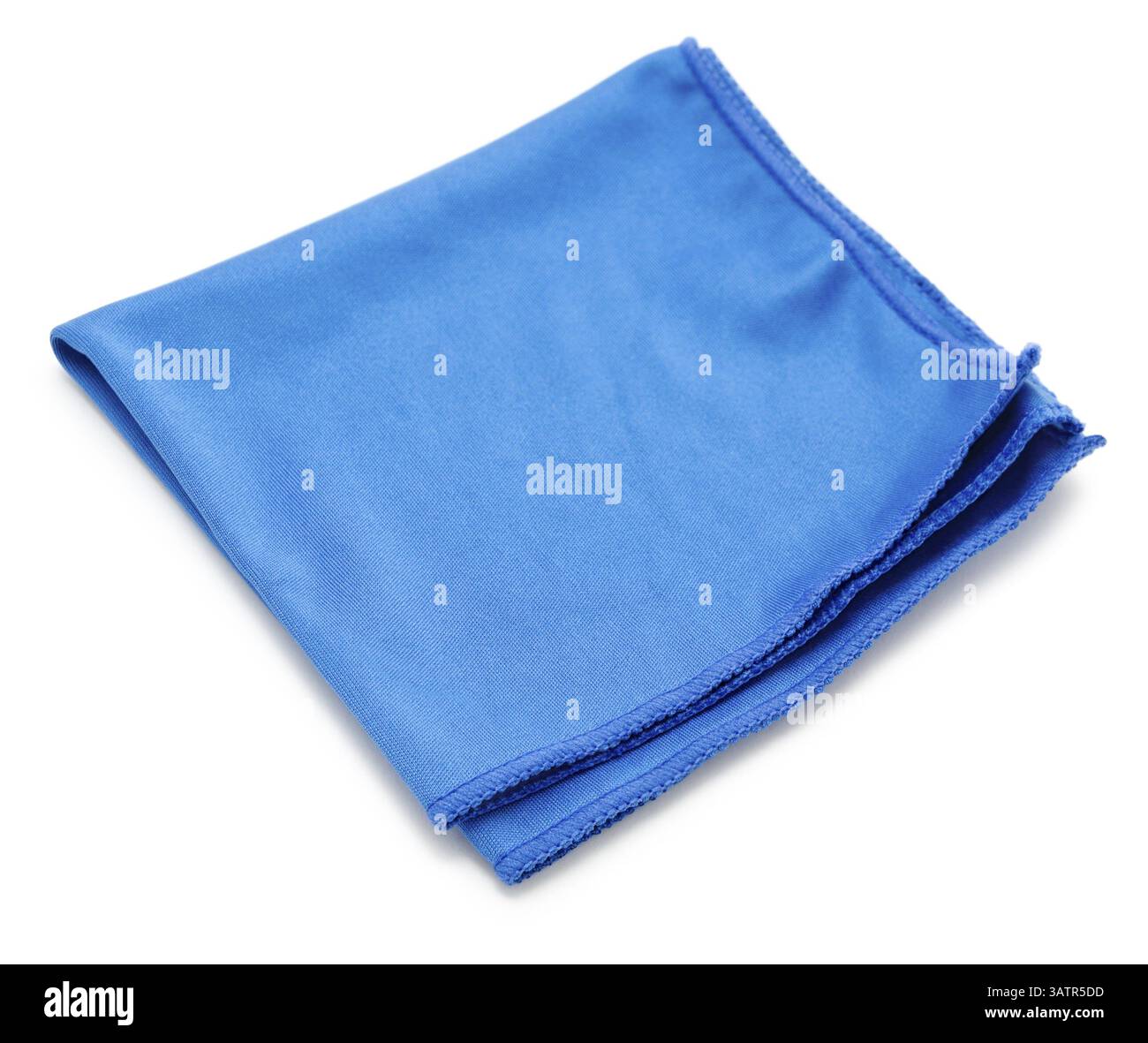 A blue microfiber cleaning towel, over white background Stock Photo