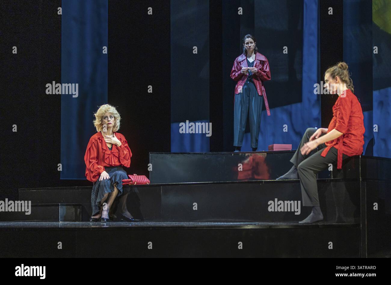 Replay by Yael Ronen at the Schaubuehne in Berlin. In 1988, an opera singer from the GDR stays in the West after a guest performance in Bayreuth, leav Stock Photo