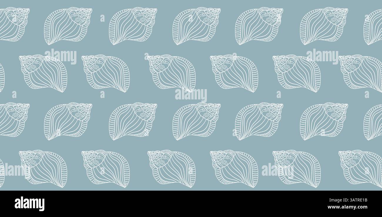 Sea shells, fossils and mollusks seamless pattern Stock Vector