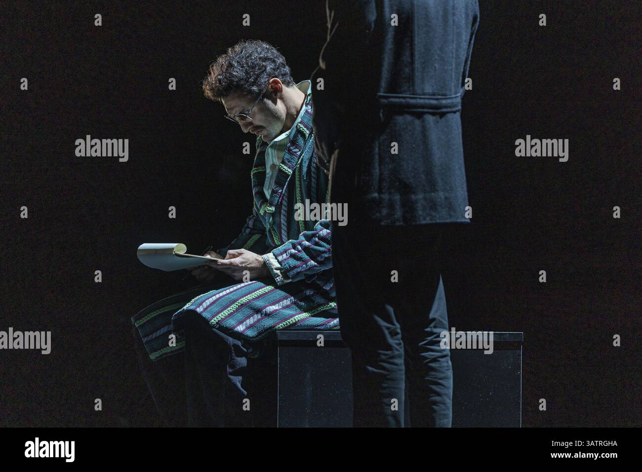 Replay by Yael Ronen at the Schaubuehne in Berlin. In 1988, an opera singer from the GDR stays in the West after a guest performance in Bayreuth, leav Stock Photo