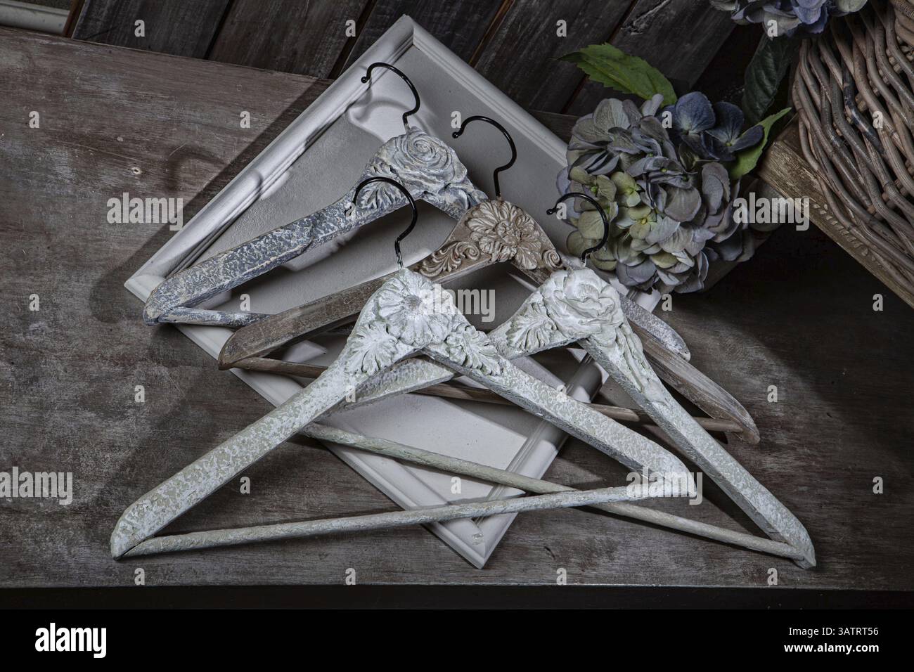 Handmade works on a wooden studio background Stock Photo - Alamy