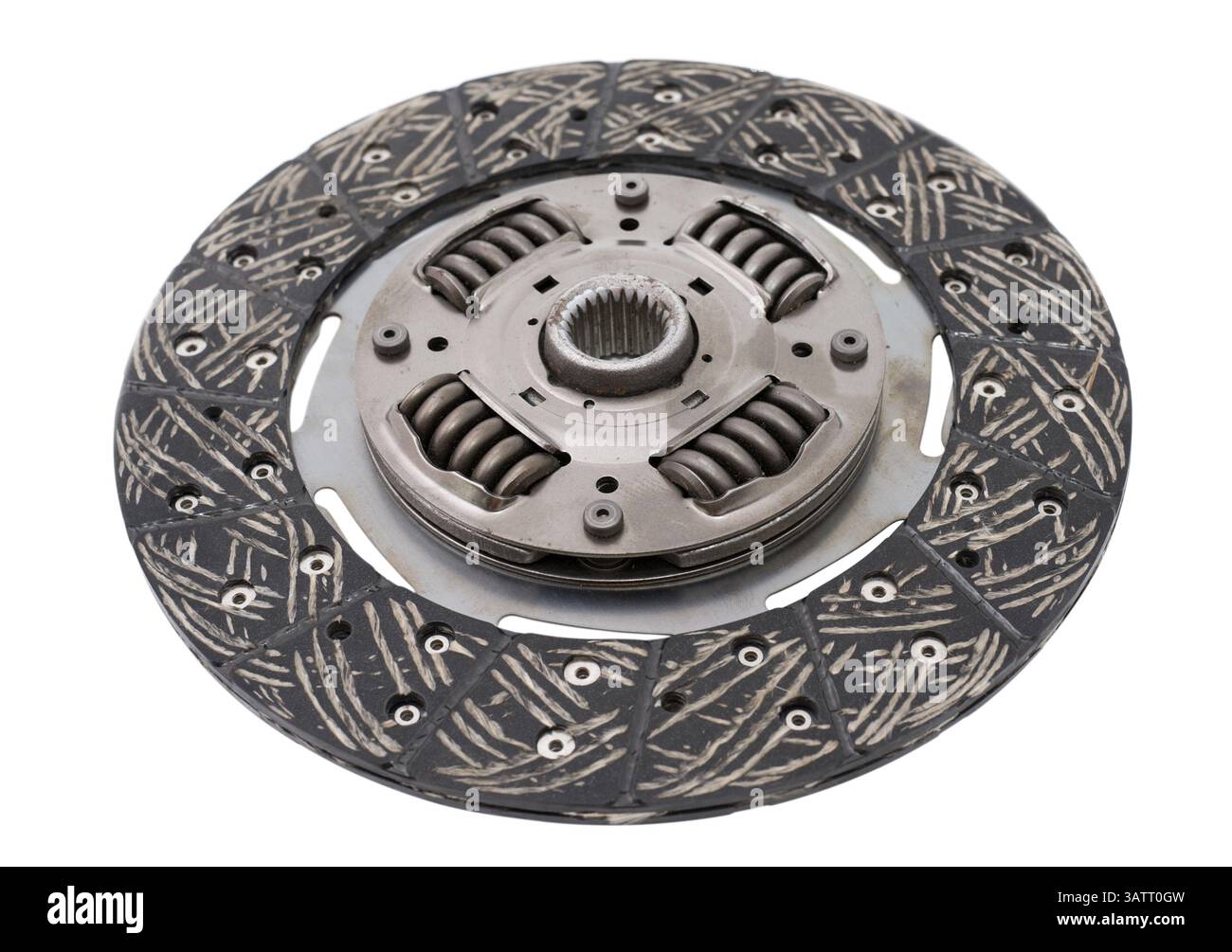 A single dry clutch driven plate, auto spare part Stock Photo