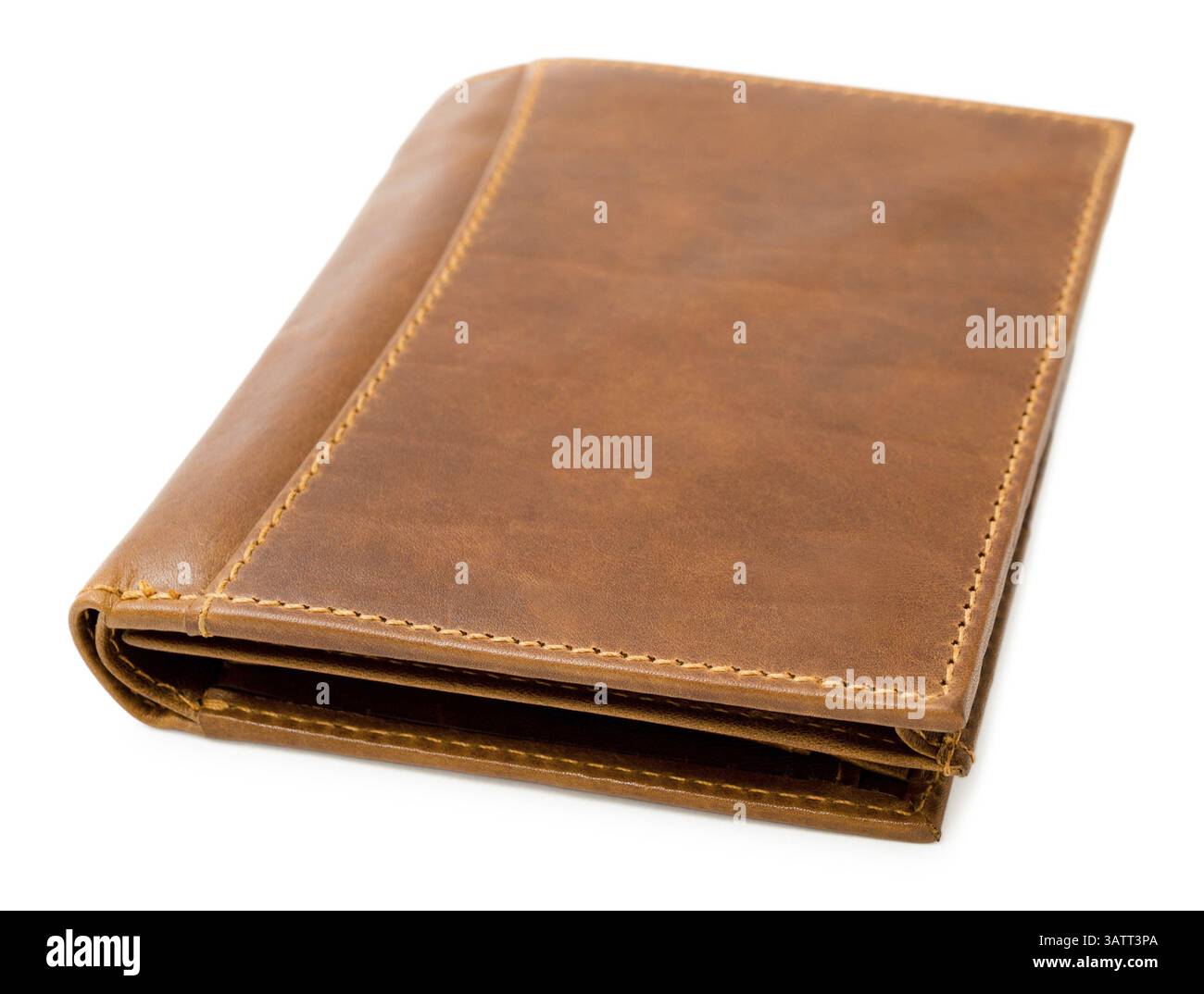 A brown leather wallet, over white background Stock Photo