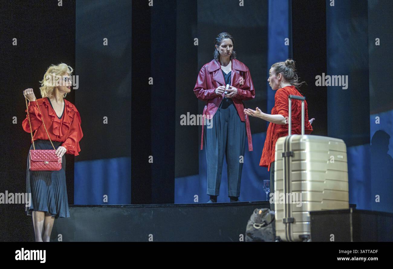 Replay by Yael Ronen at the Schaubuehne in Berlin. In 1988, an opera singer from the GDR stays in the West after a guest performance in Bayreuth, leav Stock Photo