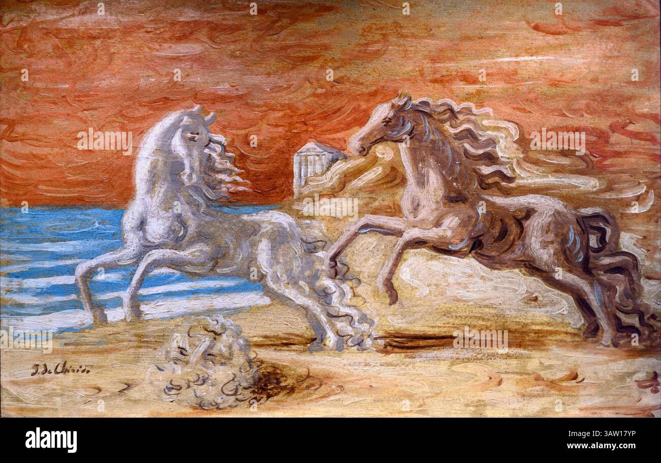 Giorgio de Chirico (1888-1978) Cavalli sulla spiaggia (Horses on the ...