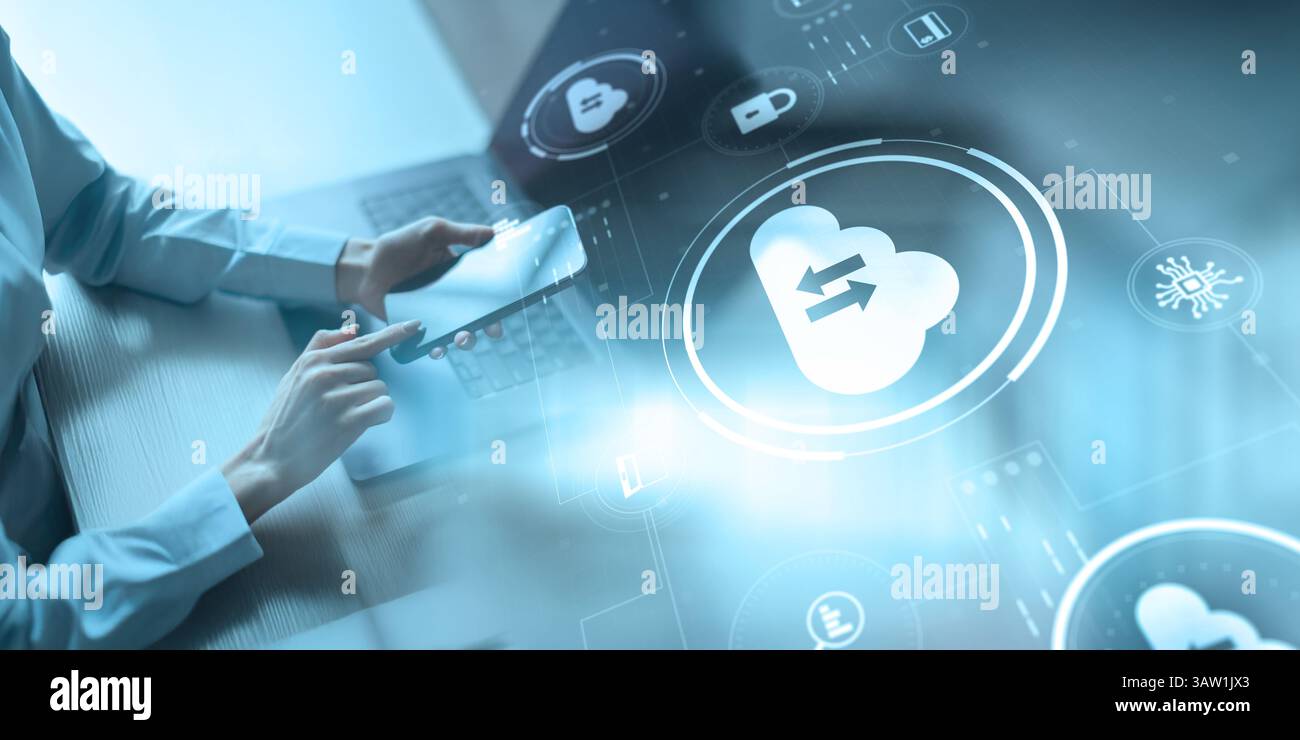Cloud Computing and Secure Data Storage in Digital Environment. Stock Photo