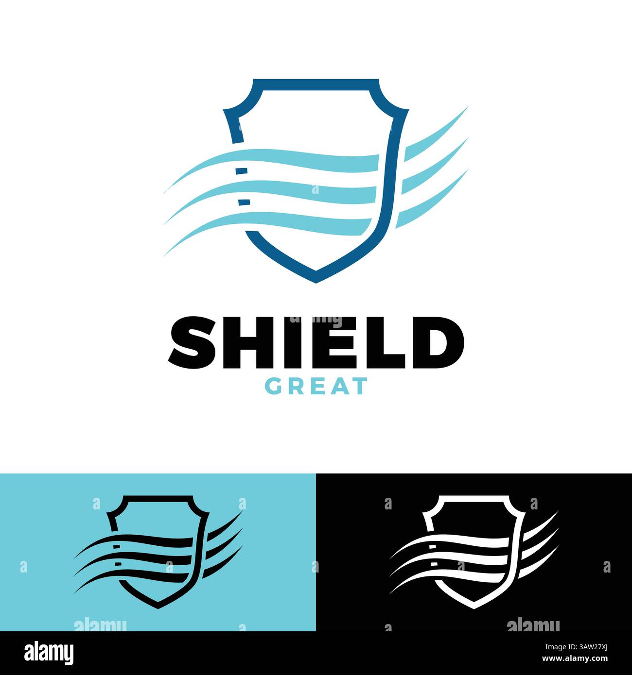 wave shield icon logo design template Stock Vector