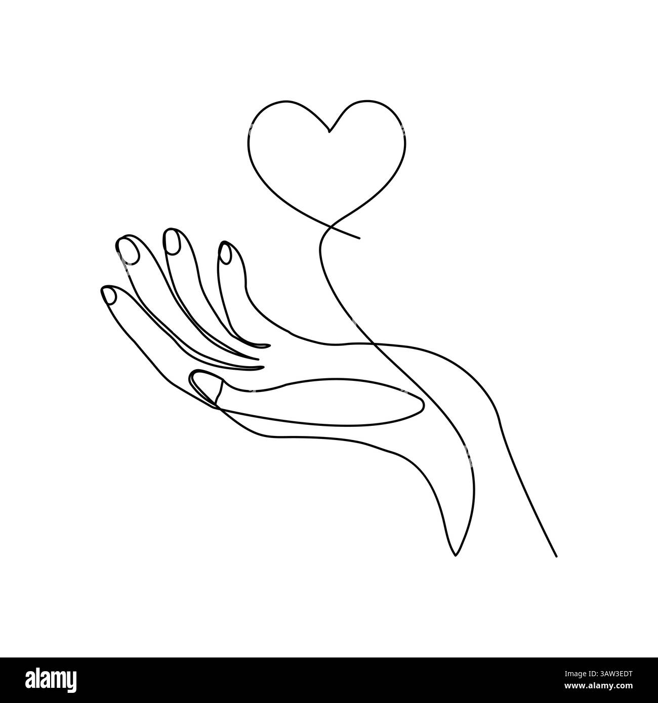 Out Line Hand Human hand continuous single line art drawing of concept doodle style ...
