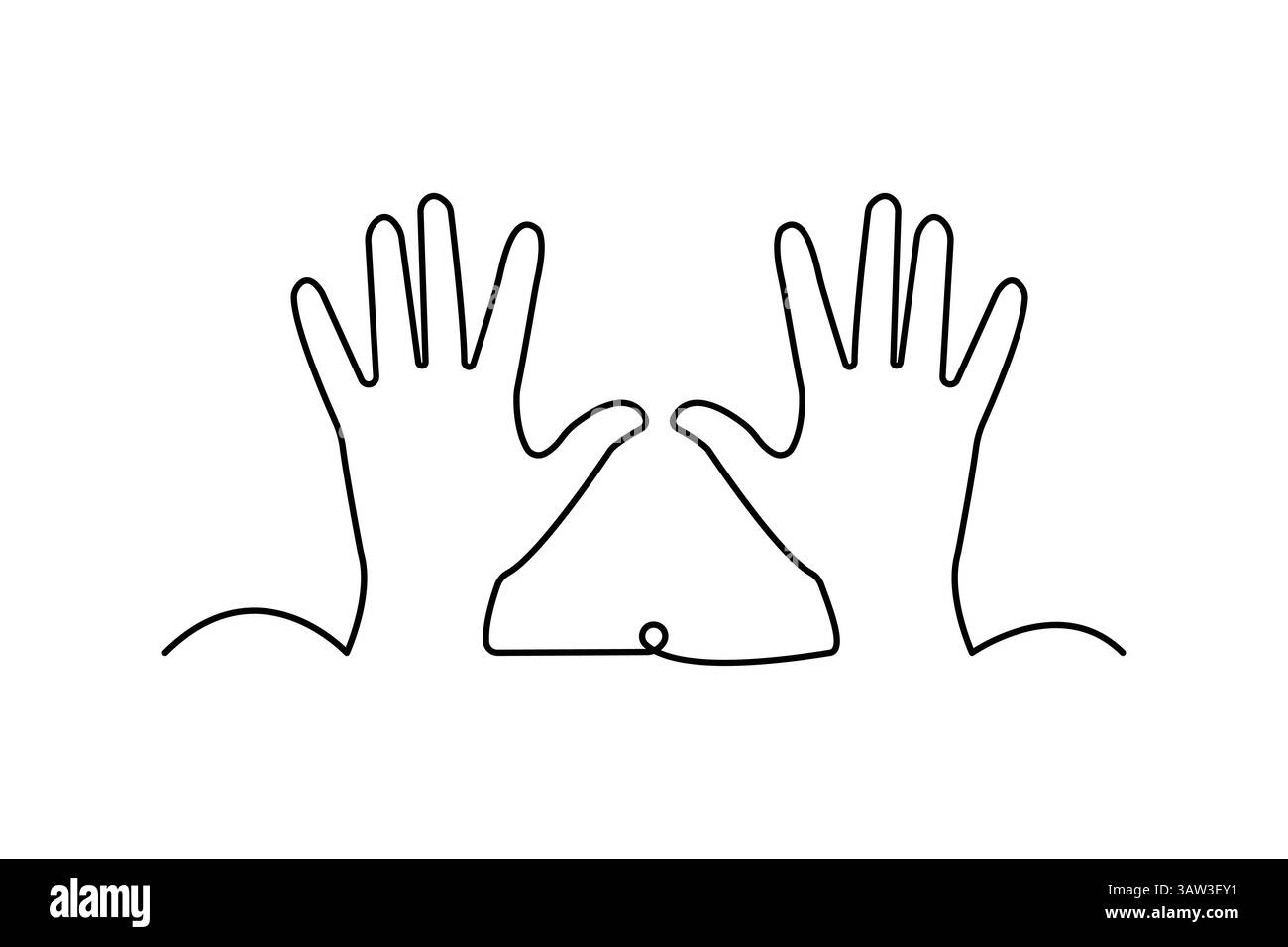 Human hand continuous single line art drawing of concept doodle style ...