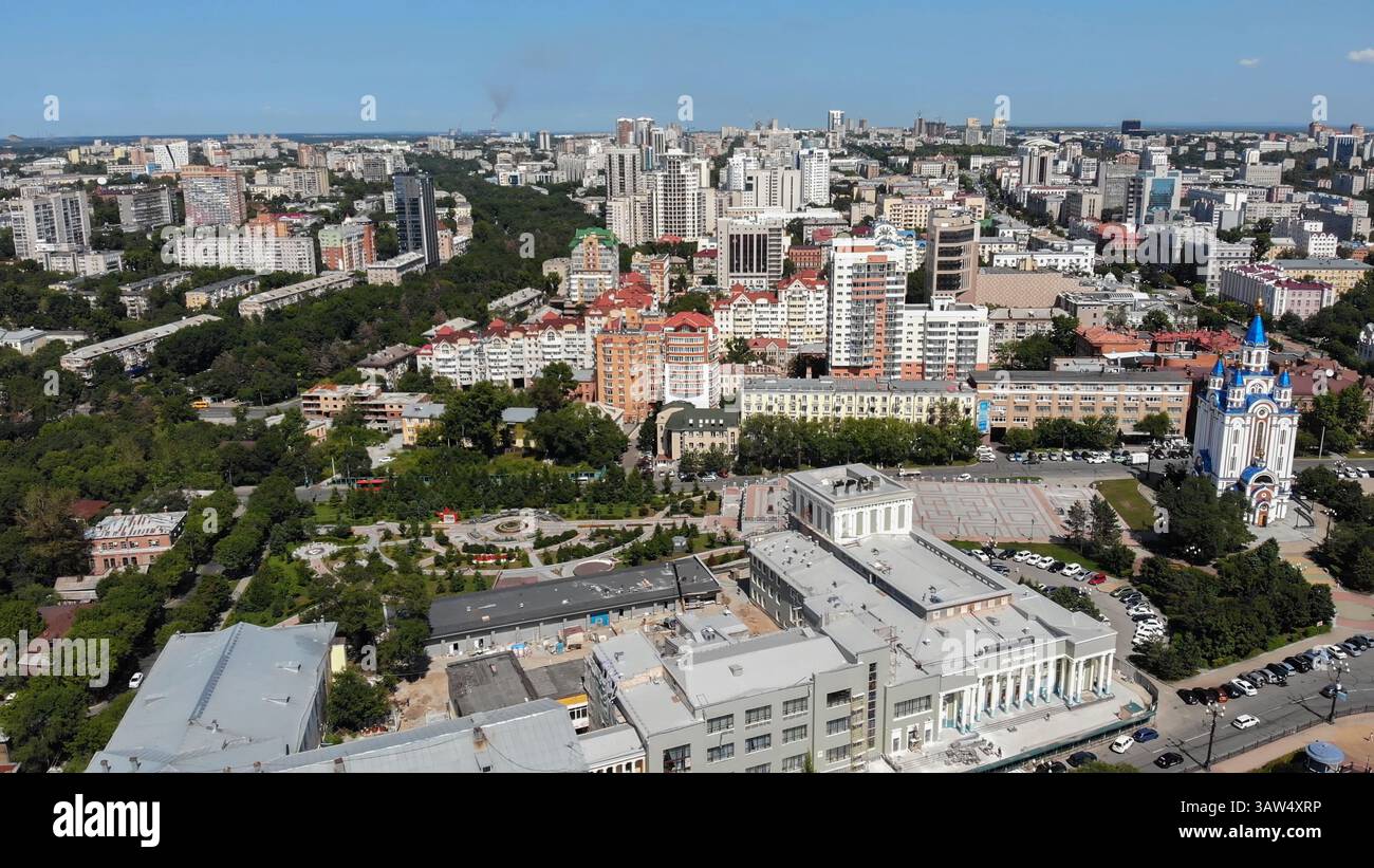 Khabarovsk city on a summer day. Aerial view Stock Photo - Alamy