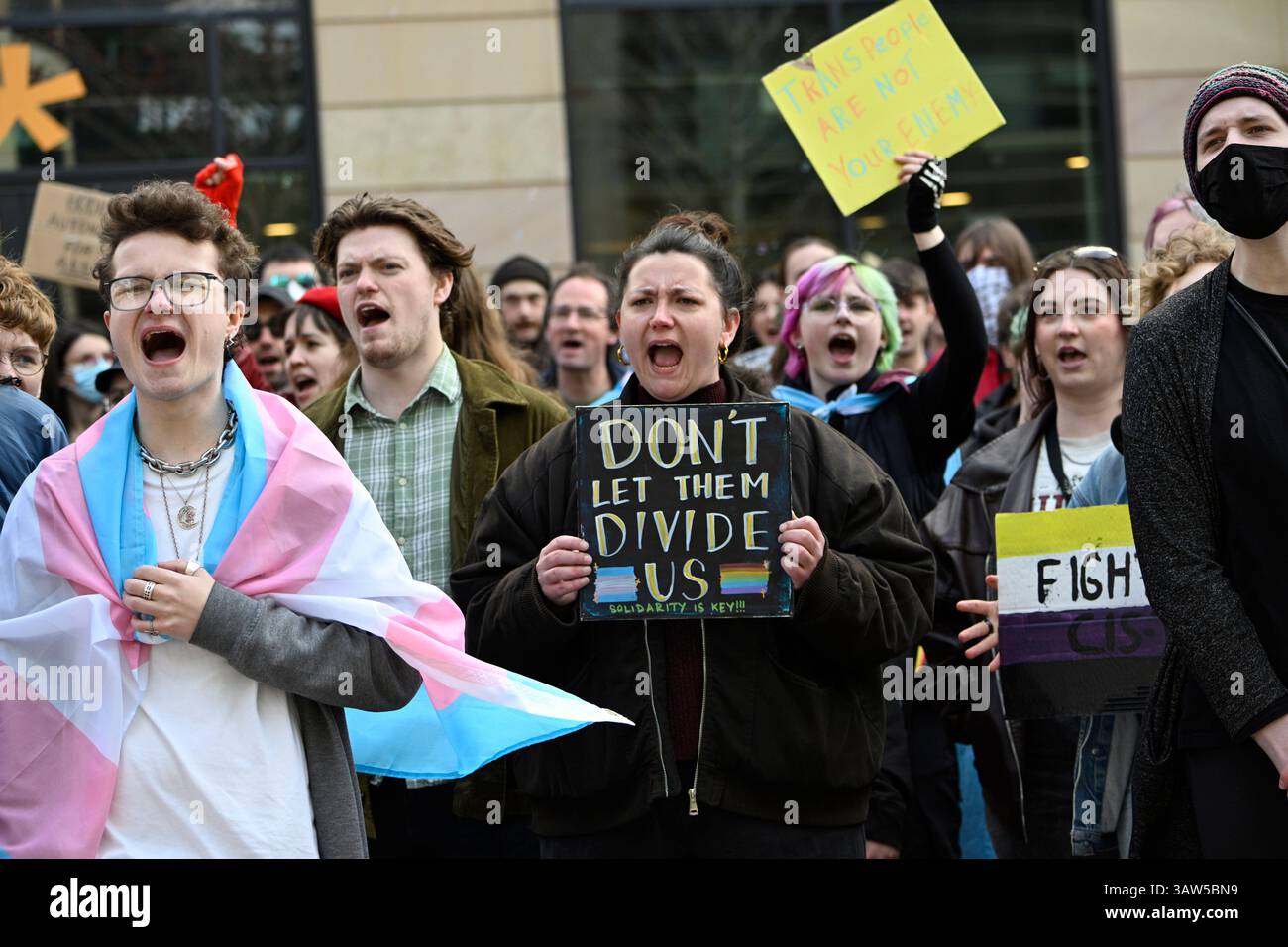 People from trans rights groups and community organisations take part ...
