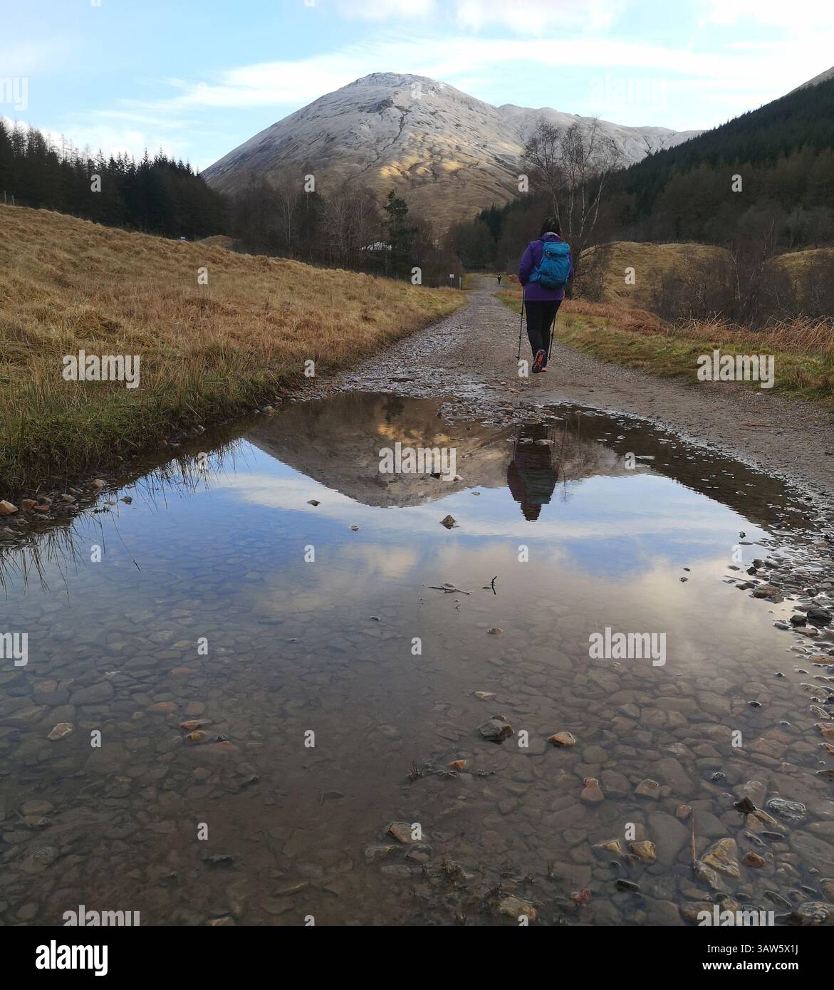 Tyndrum to Inveroran section of the West Highland Way long distance walking trail in the Highlands of Scotland. Views to Beinn Dorain, and Glen Orchy. - Smartphone Captured Stock Image