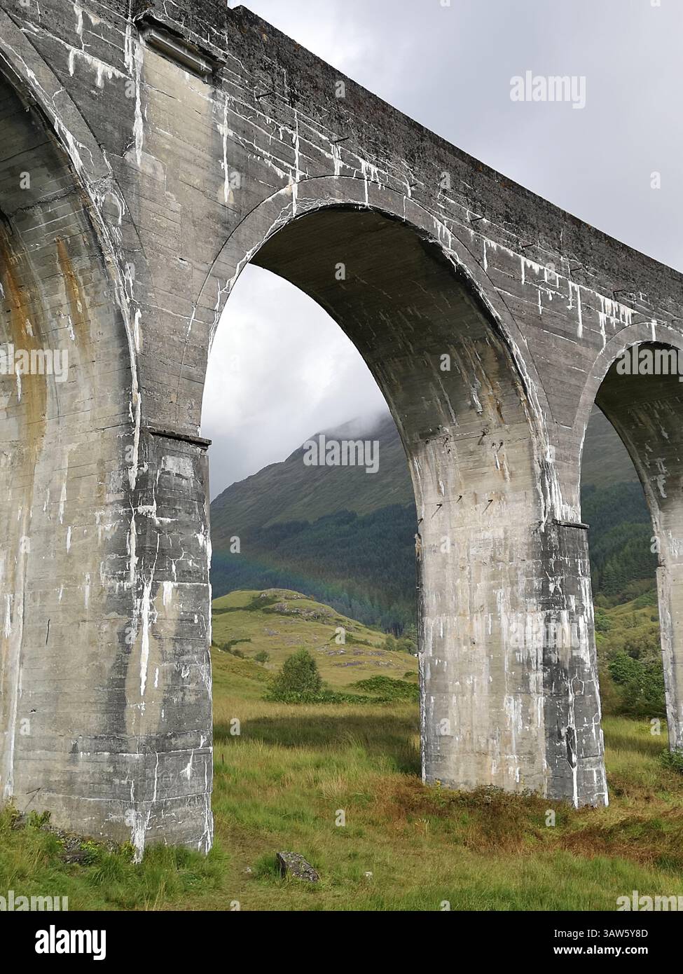 Glenfinnan Viaduct in Scotland made famous by scenes from Harry Potter films and the Hogwart's Express. - Smartphone Captured Stock Image