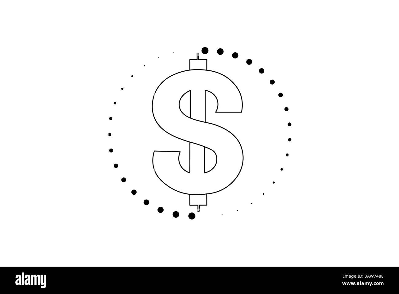 Dollar icon continuous single line art and isolated minimalist outline ...