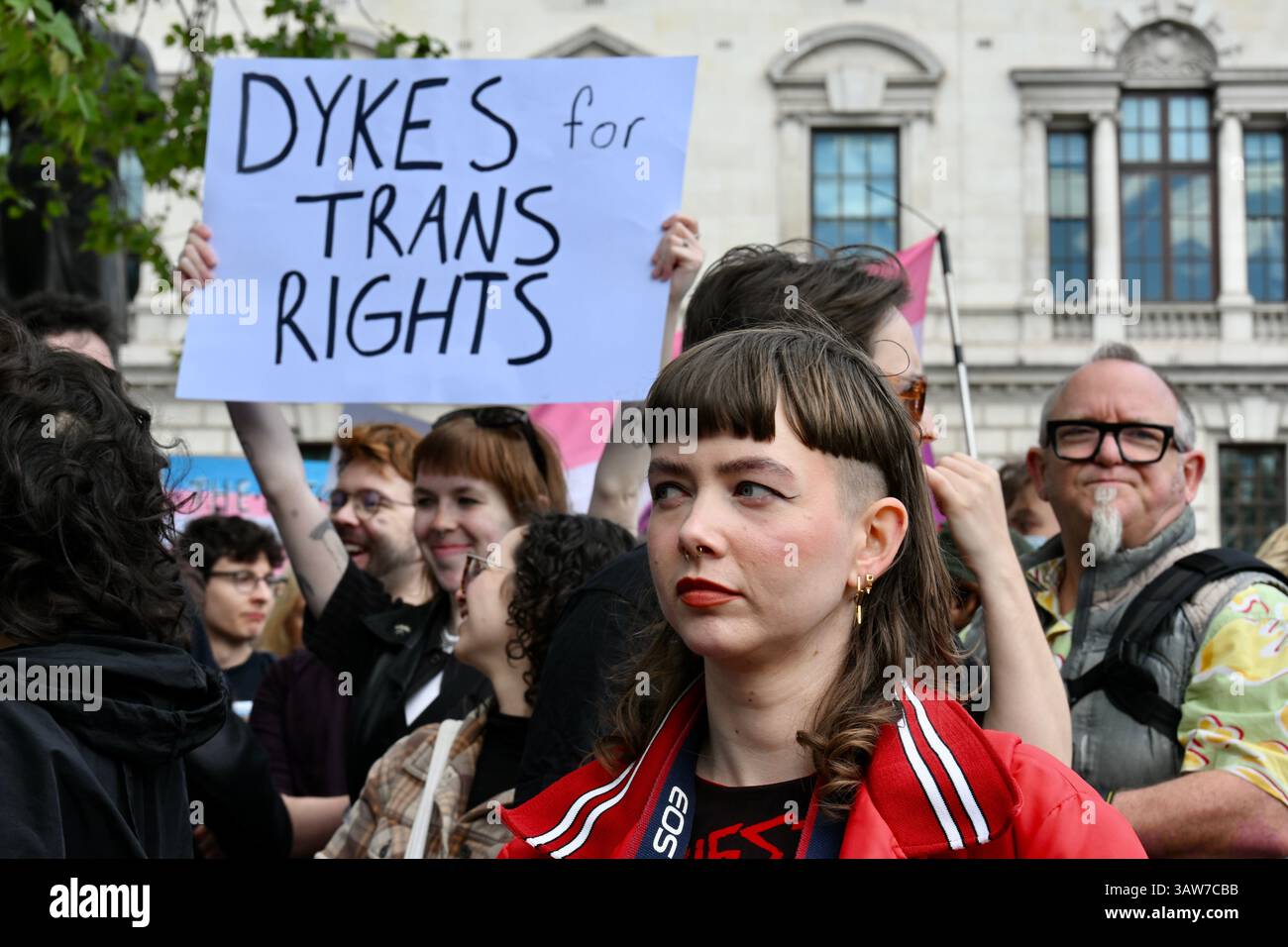 Uk Trans Ruling London, UK. Emergency Trans Rights Rally in Parliament Square. Trans ...