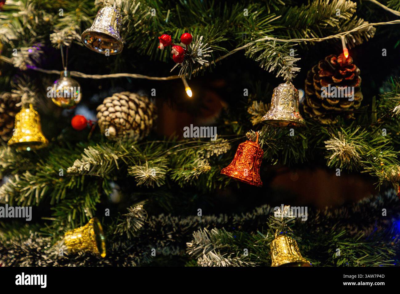 Christmas decorations on a tree Stock Photo