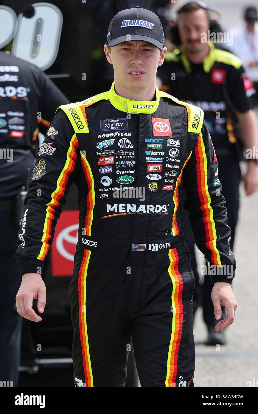ROCKINGHAM, NC - APRIL 19: Brandon Jones (#20 Joe Gibbs Racing Menards ...