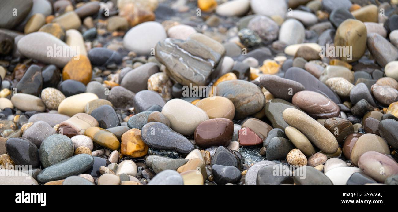 Sea stones. Smooth pebble background Stock Photo