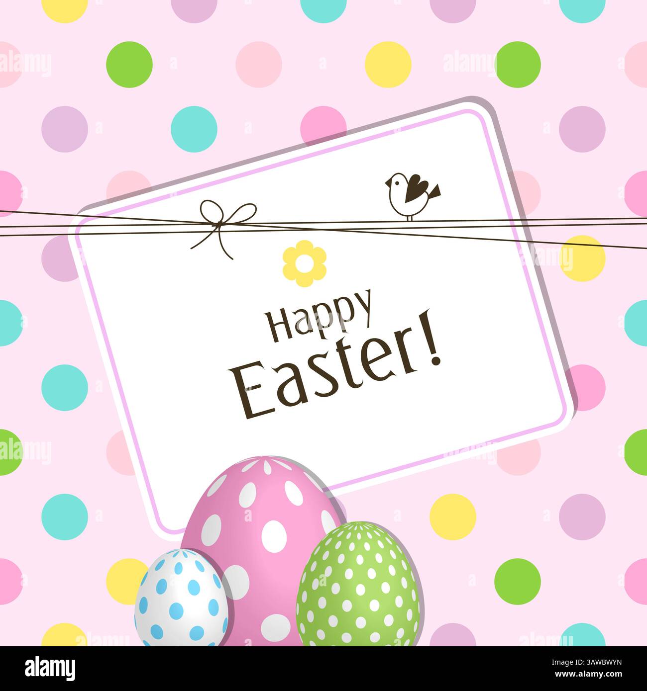 Easter Card with Colorful 3D Eggs Stock Vector