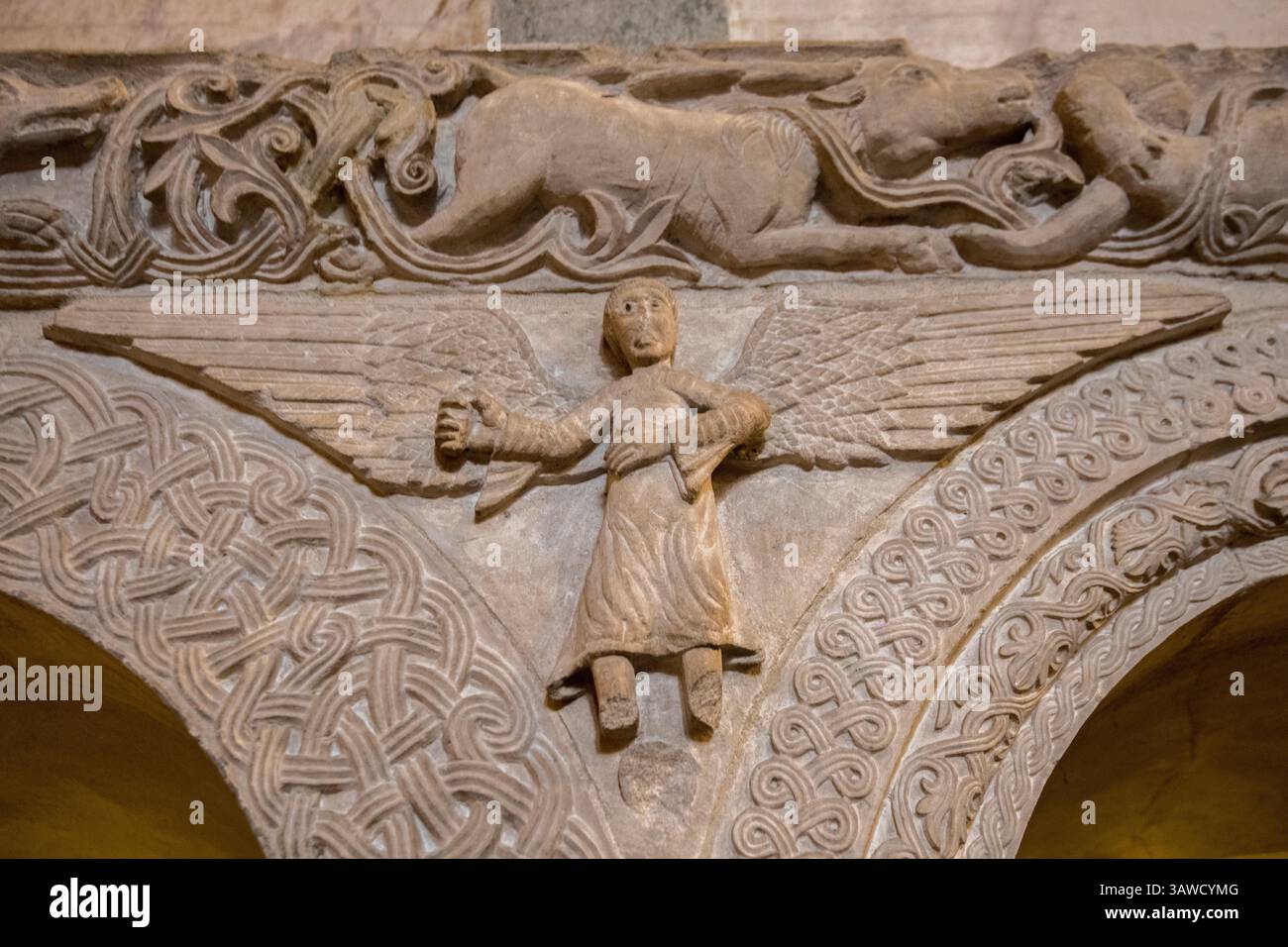 Geometric Patterns Romanesque Detail of Romanesque stone carved masonry on the interior of the ...
