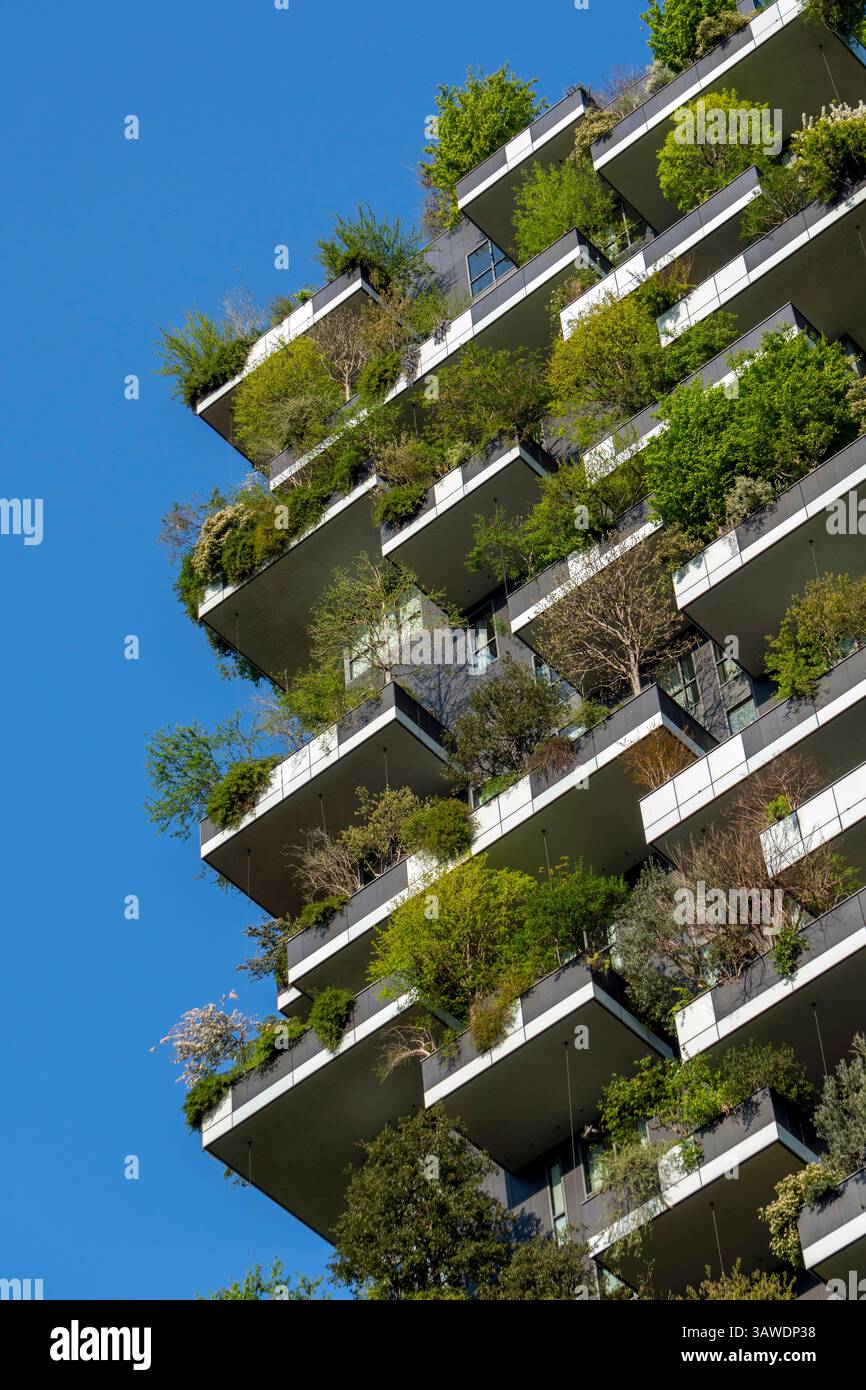 Como, Italy - April 4, 2025: The Bosco Verticale residential complex in ...