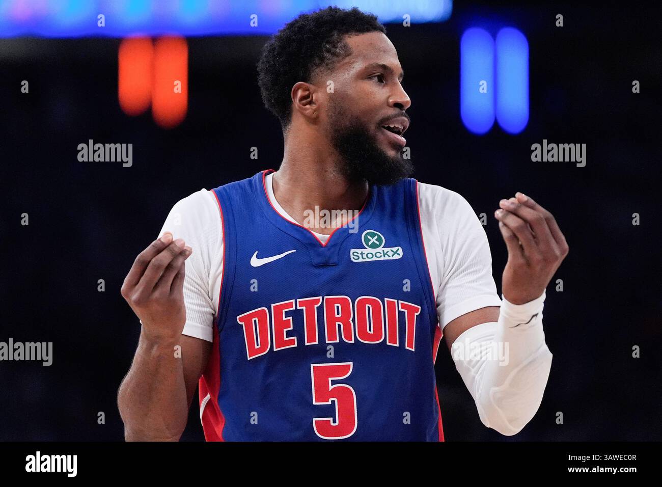 Detroit Pistons Guard Malik Beasley Reacts During The First Half Of Detroit Pistons Guard Malik Beasley Reacts During The First Half Of Game 1 In An Nba Basketball First Round Playoff Series Against The New York Knicks Saturday April 19 2025 In New York Ap Photojulia Demaree Nikhinson 3AWEC0R