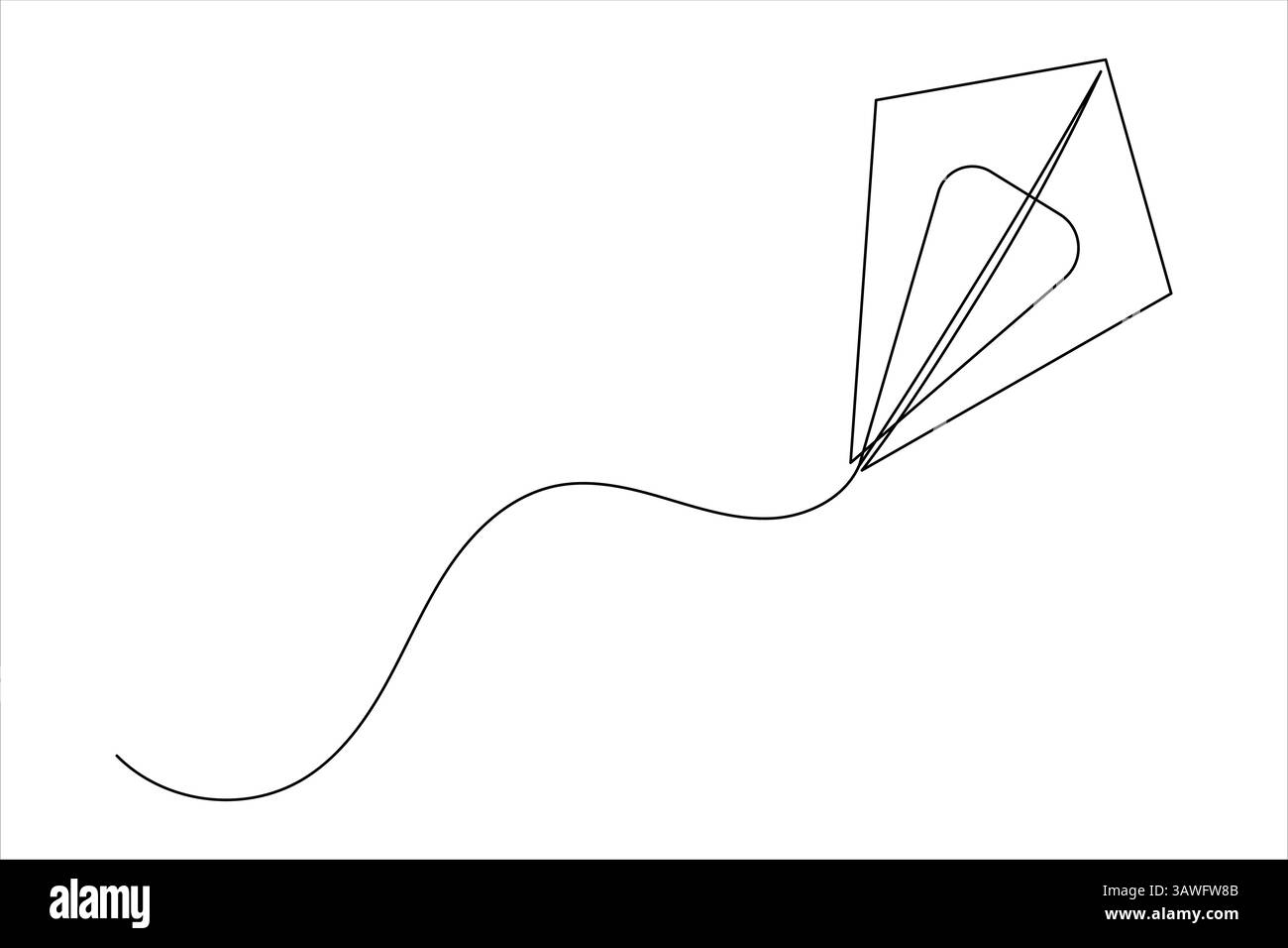 Kite one line drawing minimalist simple outline vector illustration ...