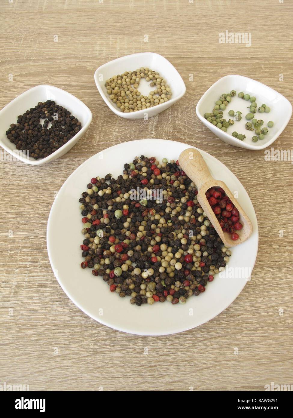 Colourful pepper mixture on a plate Stock Photo
