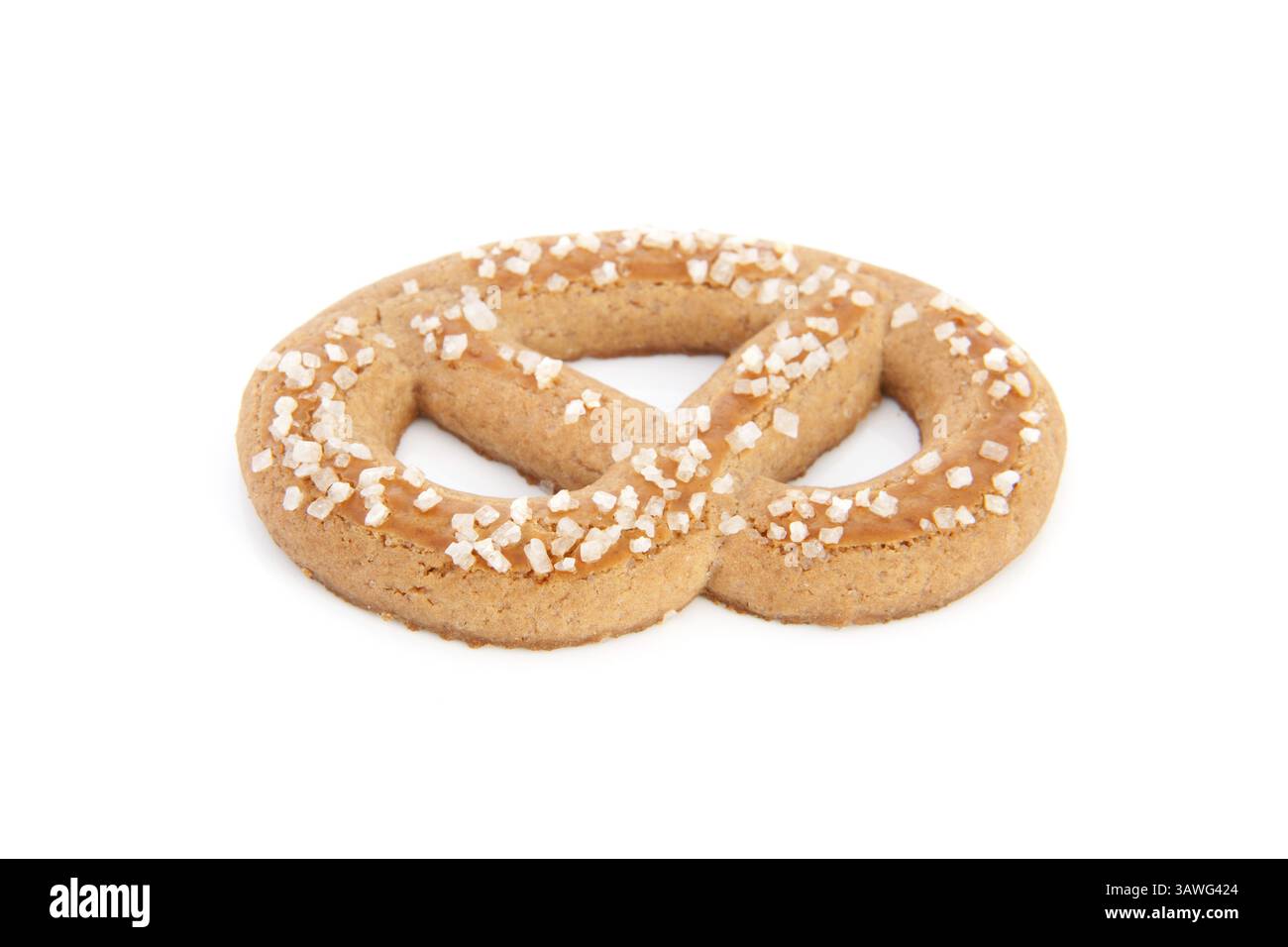 Macro pretzel isolated over white background Stock Photo