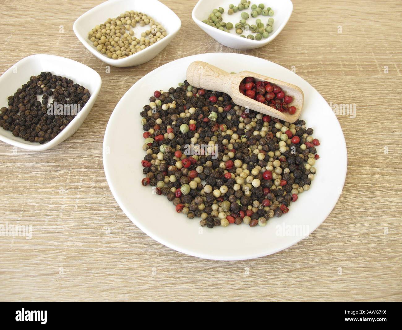 Colourful pepper mixture on a plate Stock Photo