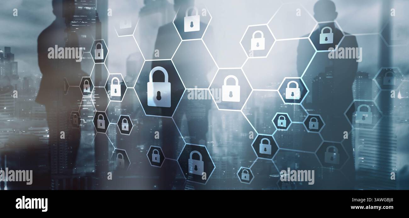 Cybersecurity concept. Data protection universal background. Stock Photo