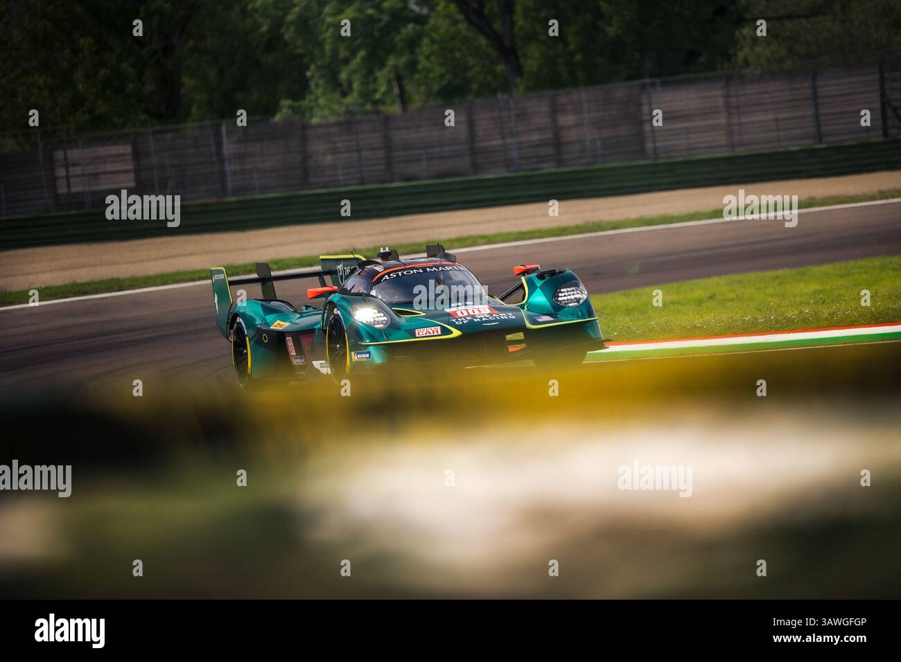 Imola, Italy. 20th Apr, 2025. The #009 Aston Martin Thor Team Aston Martin Valkyrie of Alex Riberas (ESP) and Marco Soresen (DEN) during the Qualifying Hypercar of the 6 Hours of Imola FIA World Endurance Championship at Autodromo Internazionale Enzo e Dino Ferrari on April 19, 2025 in Imola (BO) - Italia during WEC - 6 Hours of Imola, Endurance race in Imola, Italy, April 19 2025 Credit: Independent Photo Agency/Alamy Live News Stock Photo