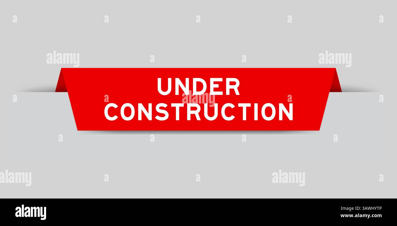Red color inserted label with word on gray background Stock Vector