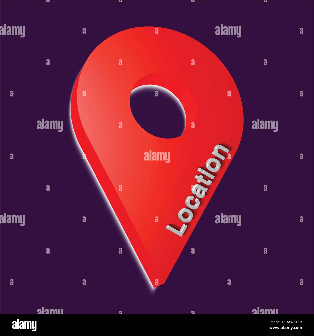 3D Red Location Pin Symbol Vector Illustration for Map and Navigation ...