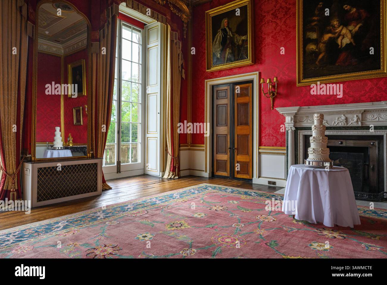 Wedding cake set up in a stately home Stock Photo
