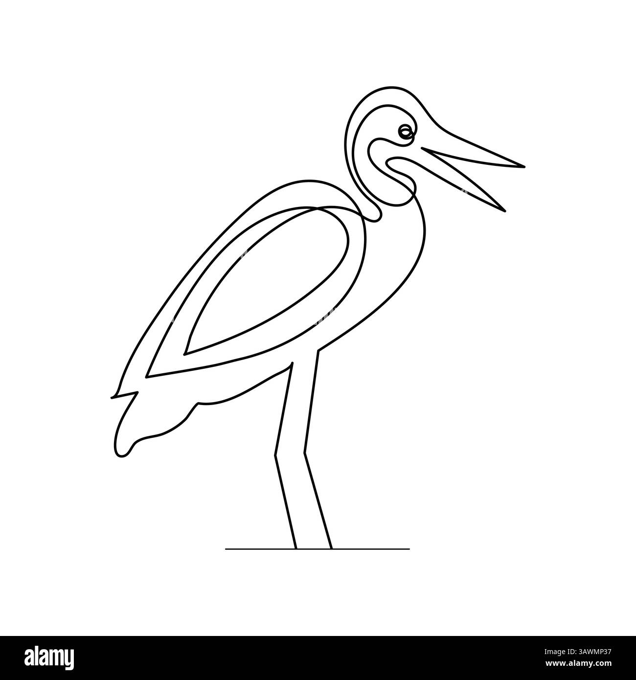 Simple illustration of Heron bird vector continuous one line art icon ...