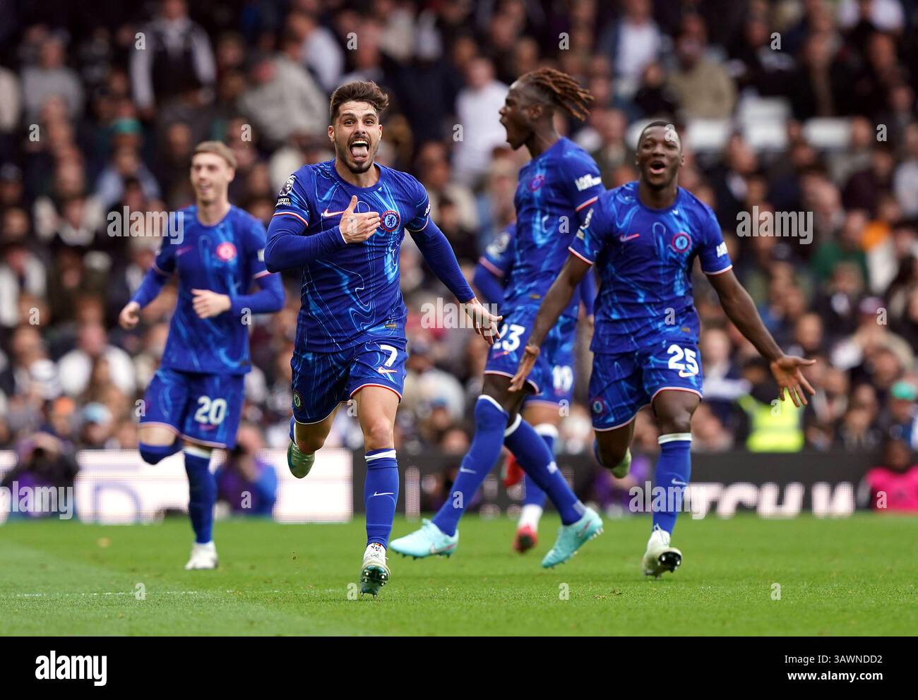Chelsea's Pedro Neto celebrates scoring their side's second goal of the ...