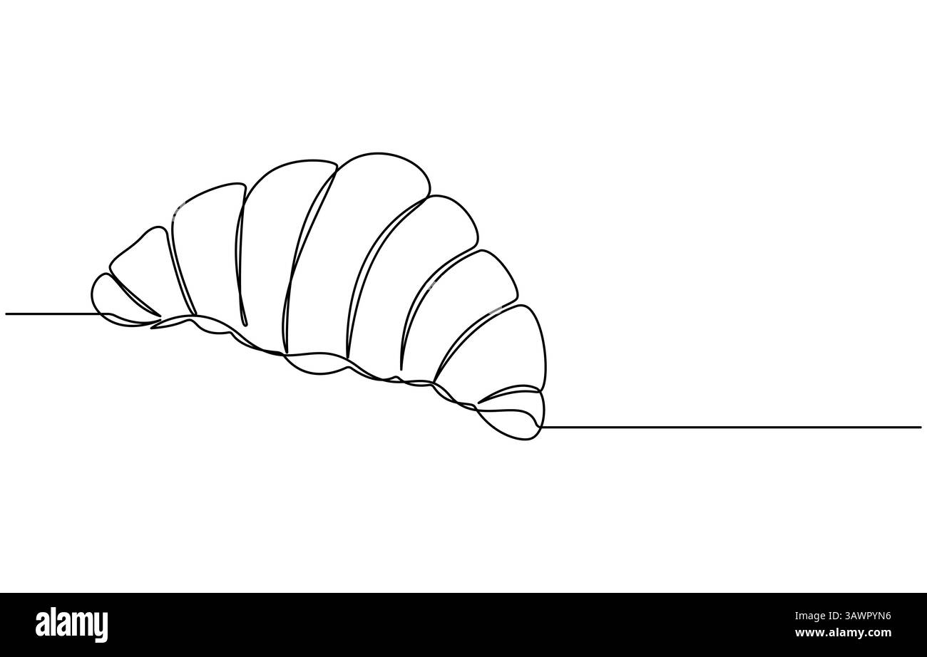 Continuous one line art Croissant icon badge bakery Stock Vector Image ...