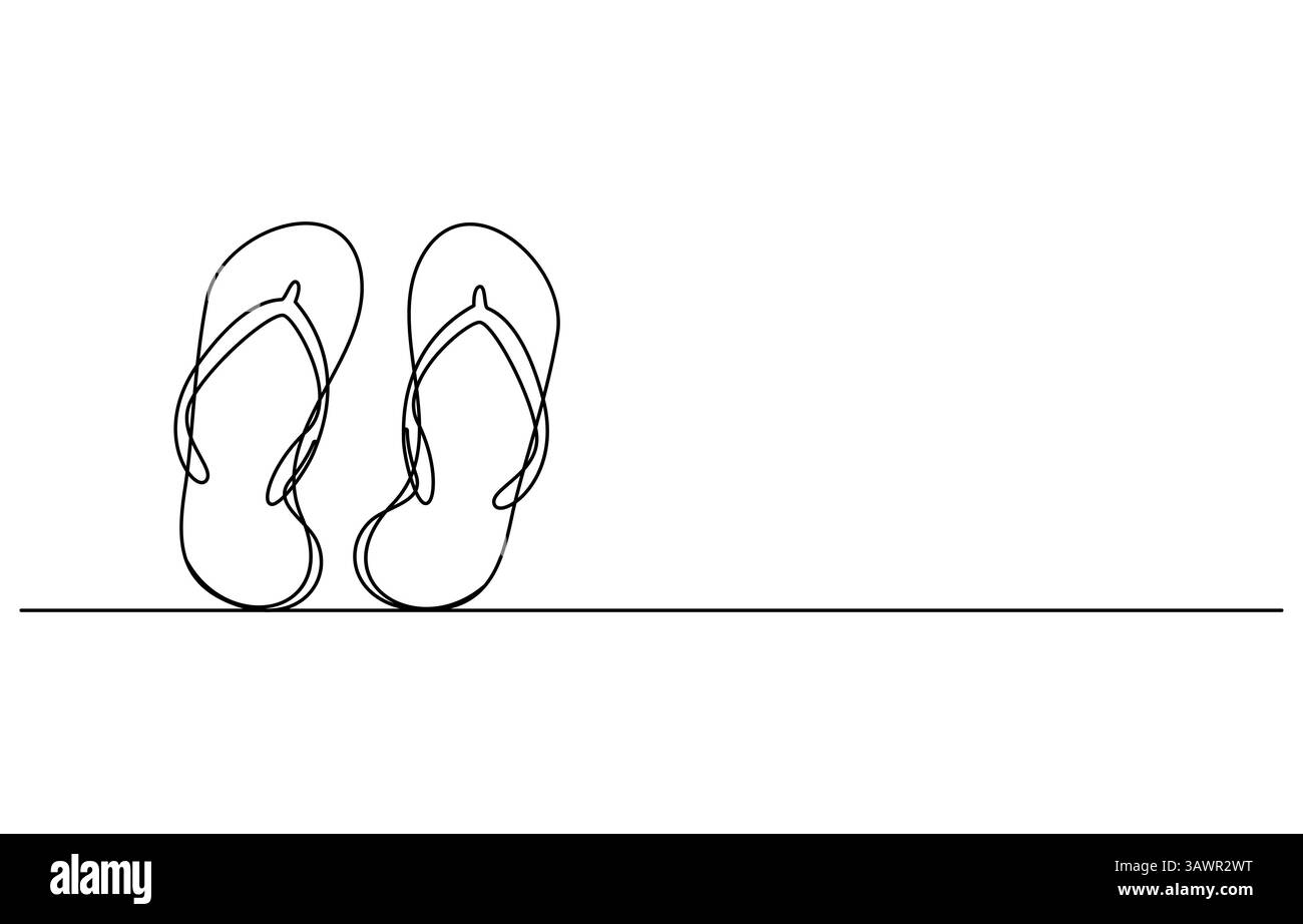 Summer Slippers Continuous one line art Stock Vector Image & Art - Alamy