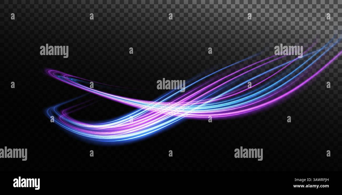 Dynamic light streaks in captivating shades of blue and purple create a ...