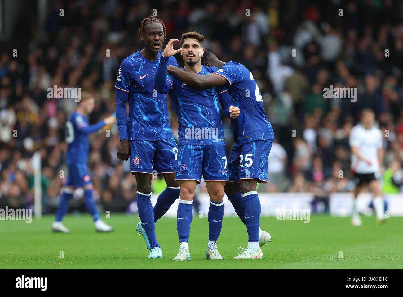 Craven Cottage, April 20th 2025: Pedro Neto of Chelsea heart signals to ...