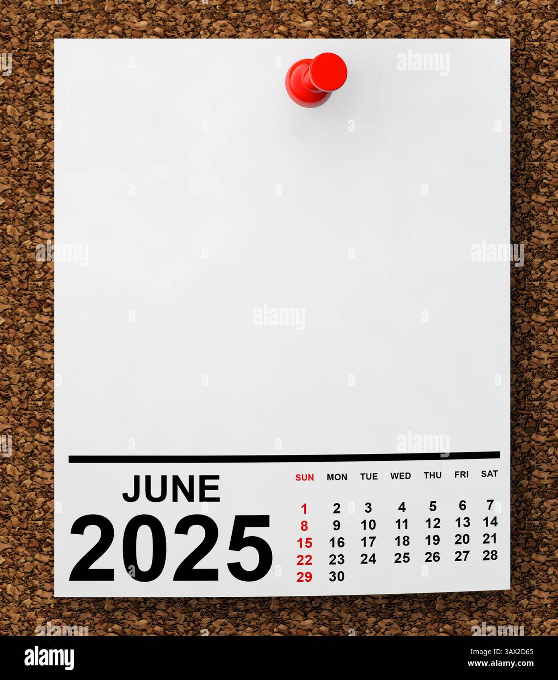 Calendar June 2025 on Blank Note Paper with Free Space for Your Text ...