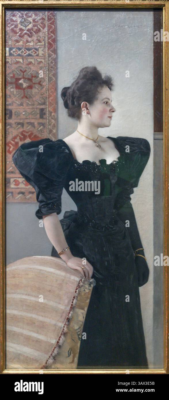 Gustav Klimt, painting, Portrait of a Lady in Black (1894). Oil on canvas,, Belvedere palace, Vienna, Austria Stock Photo