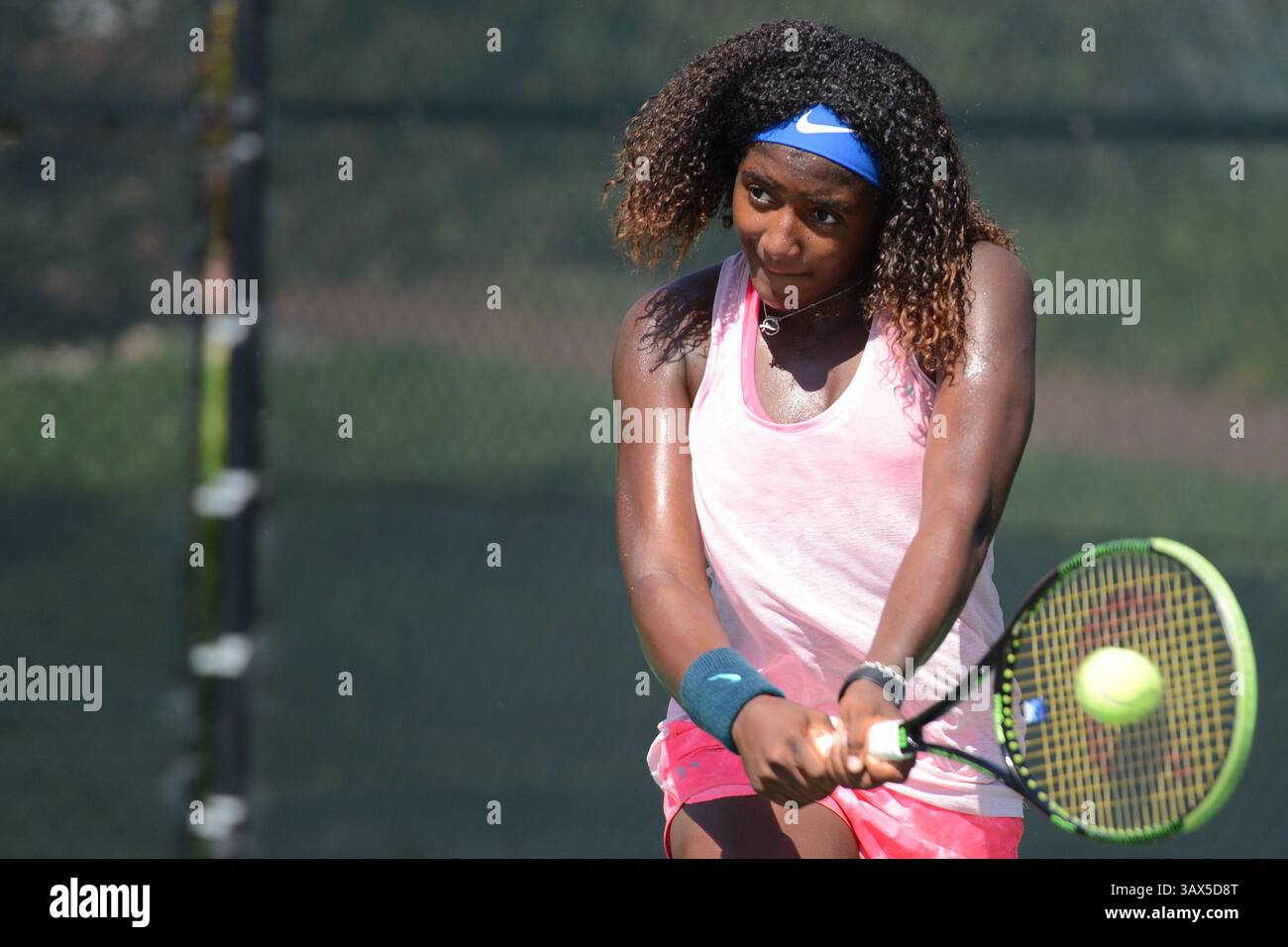 August 25, 2016 - College Park, Maryland, United States - HAILEY BAPTISTE of the United States in the Prince George's County International Junior Tennis Championships. (Credit Image: © Christopher Levy via ZUMA Wire) Stock Photo