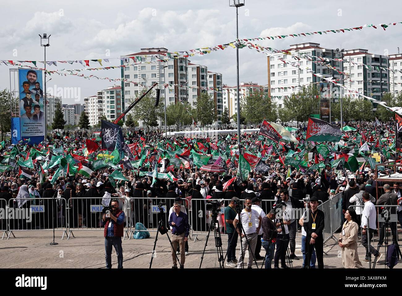Tens of thousands of people are seen attending the event in Diyarbakir ...
