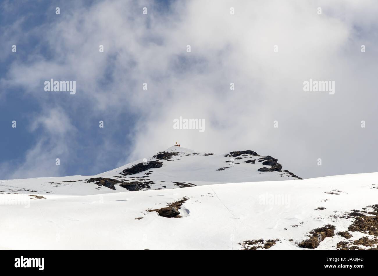 Photo inspiration: Snowcap Mountain Peak With Bright Blue Sky Background At Morning Photo Inspiration