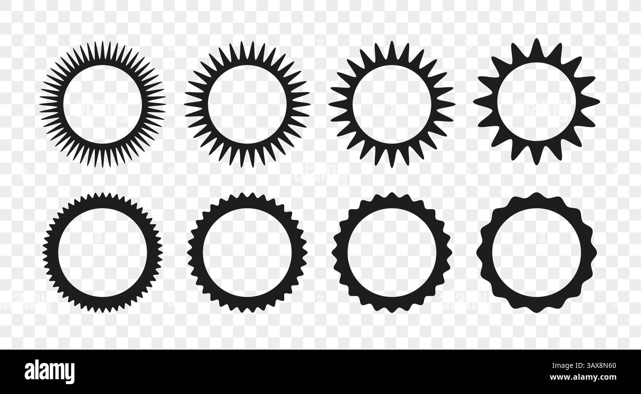 Zigzag edge round frames collection. Stock Vector