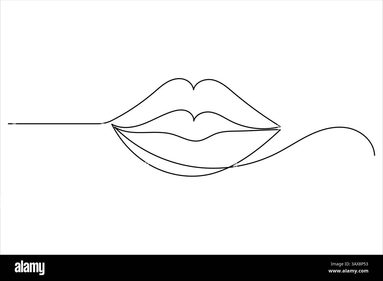 Minimalist one line lip icon continuous line drawing vector ...