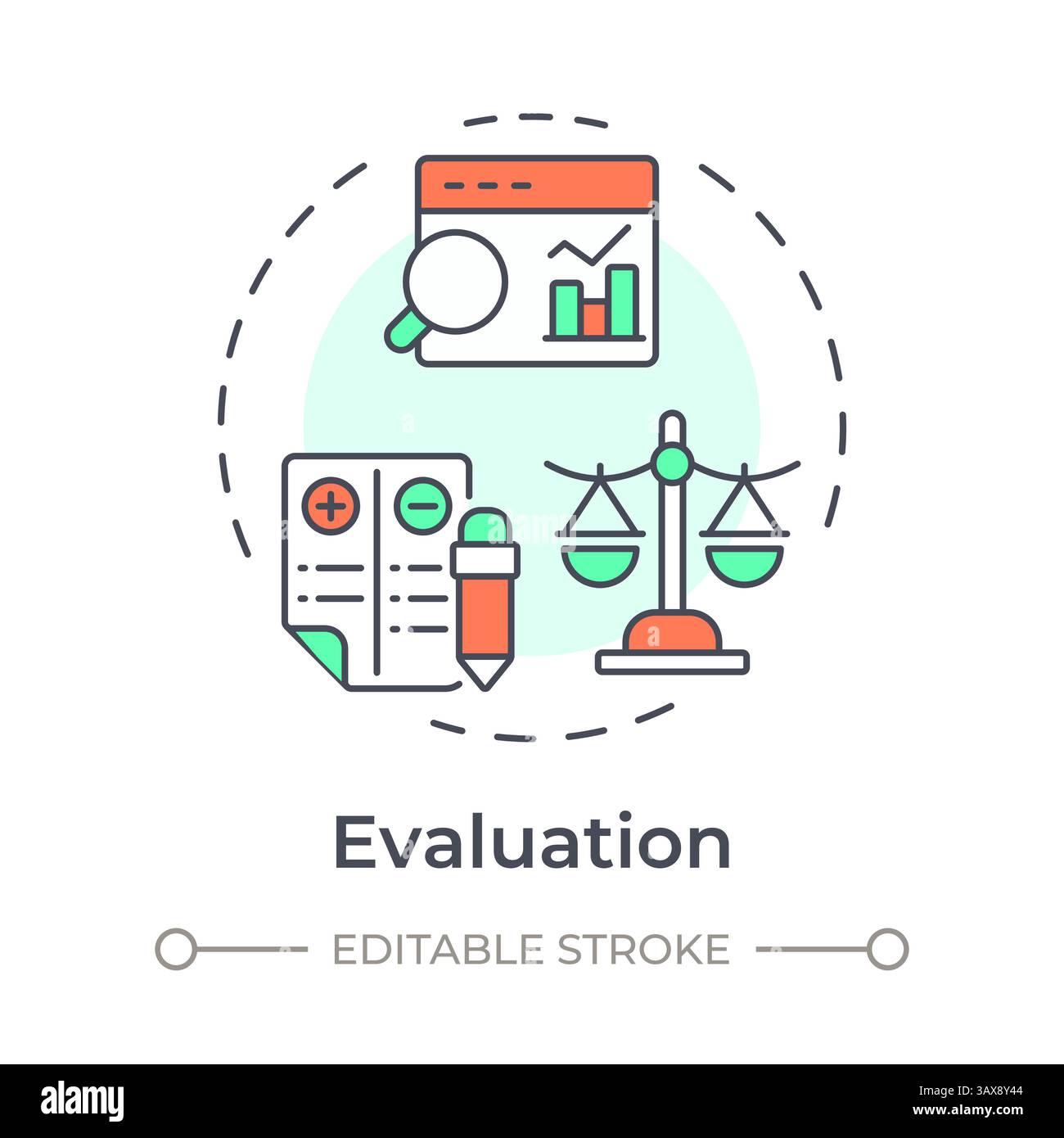 Evaluation multi color concept icon Stock Vector